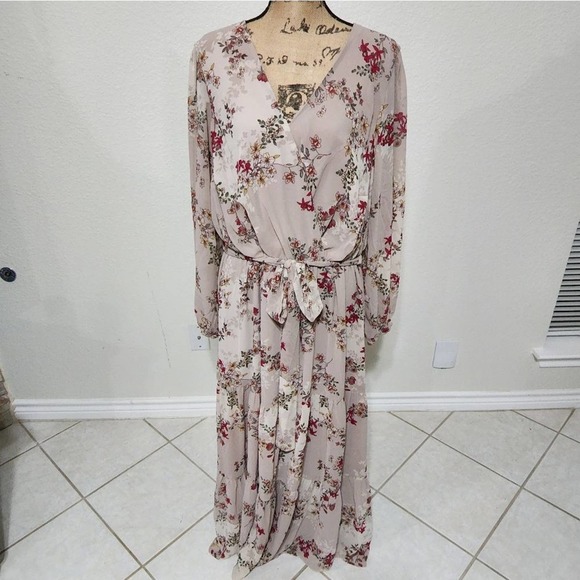 CITY Chic Maxi Flower Child pink and Ivory dress L plus‎ size 20 new!!!! - Picture 3 of 9